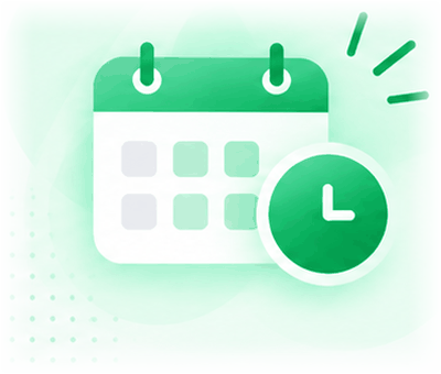 A calendar with a clock beside it, marking the fifteenth day when the trial ends and the account becomes Free.