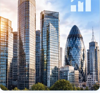 Glass office towers in the City of London financial district, lit by low evening sun.