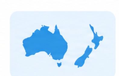 Outline maps of Australia and New Zealand.