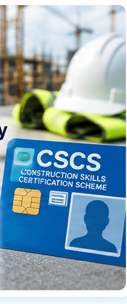 A CSCS Construction Skills Certification Scheme card in front of a hard hat on a site.